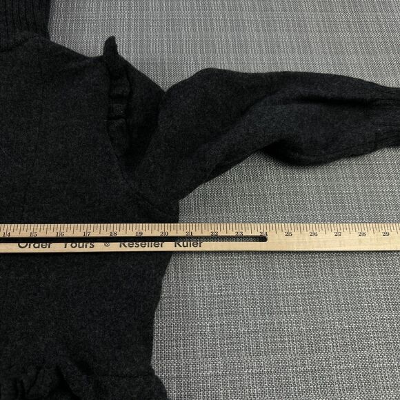 Ann Taylor Loft‎ Jacket XL Grey Wool Military Coat Ruffled Brass Buttons Sweater - Picture 8 of 10